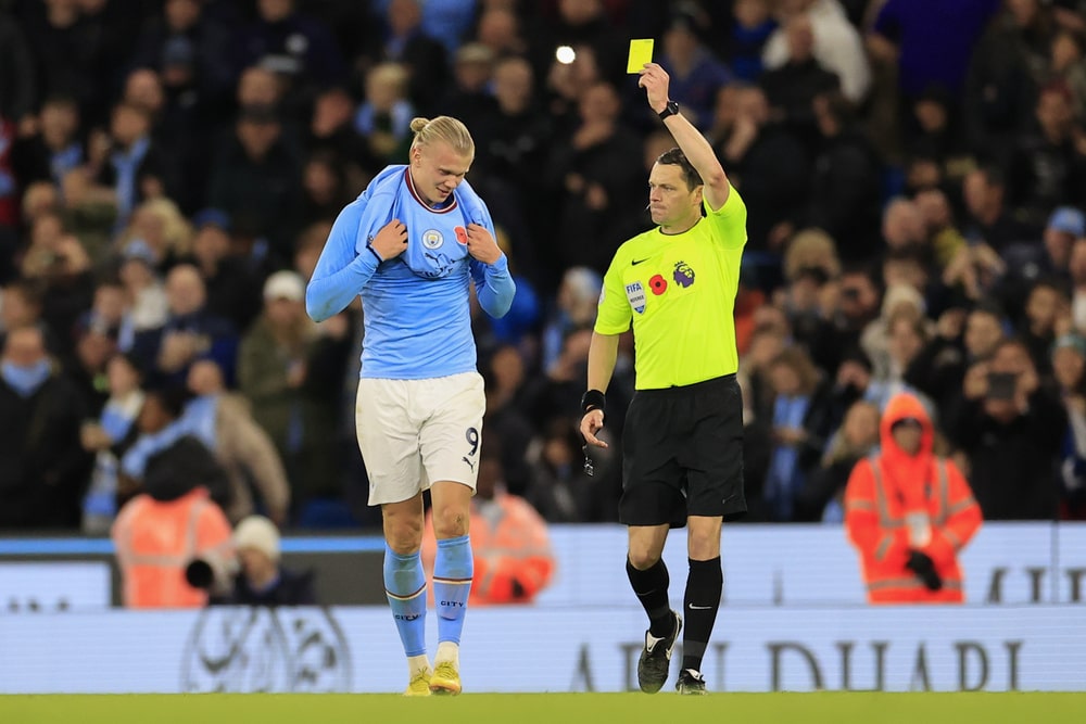 yellow card soccer erling haaland
