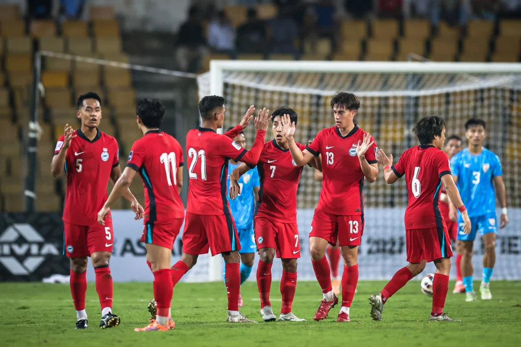 Singapore celebrating against Indian National team