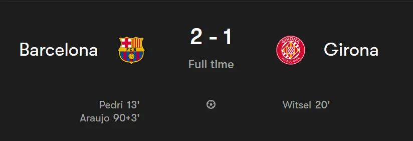 Barcelona vs Girona Match Scoreline