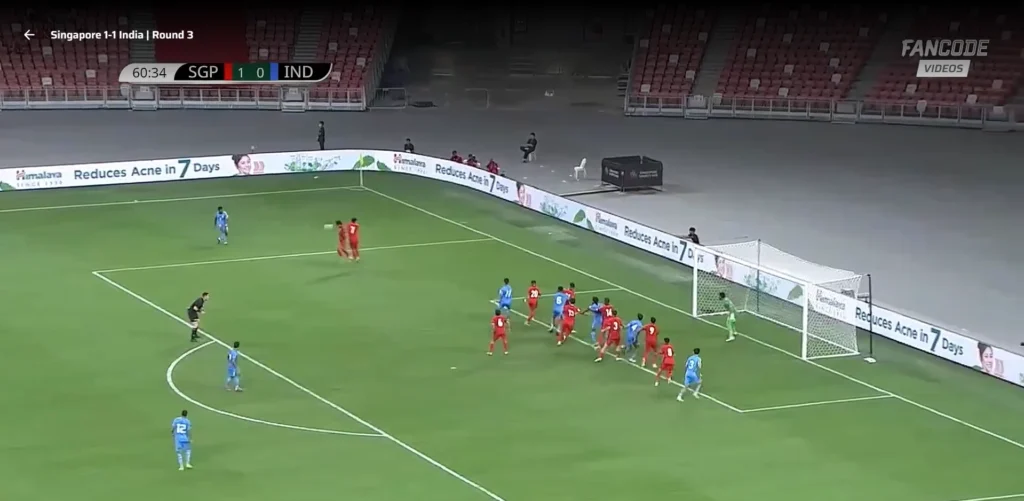 vital free kick on the right edge of the penalty box