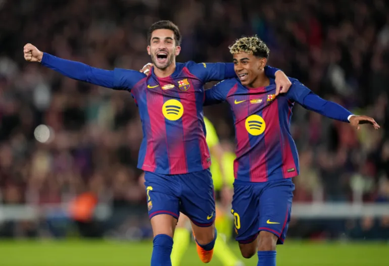 Ferran Torres (Left) and Lamine yamal (Right) celebrating Ferran's Goal