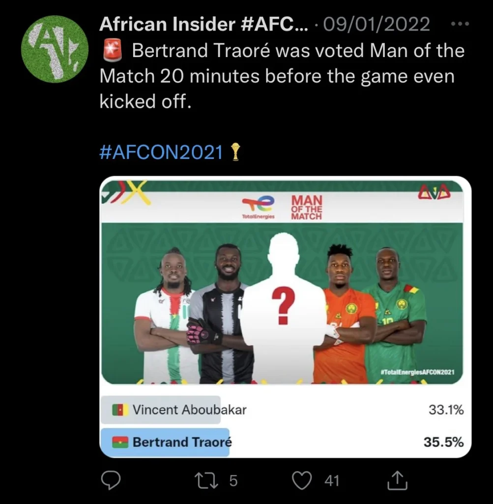 Man of the Match before kickoff