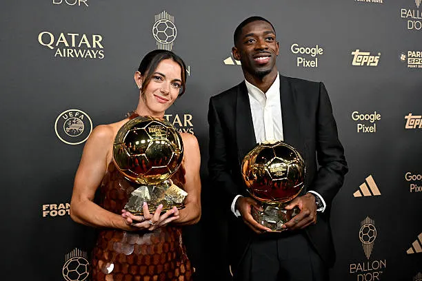 Ousmane Dembele and Aitana Bonmati 