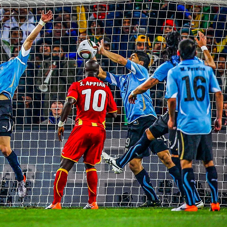 Luis was given a red card for a handball