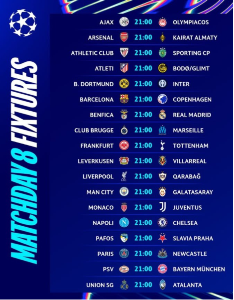 Matchday 8 Fixtures