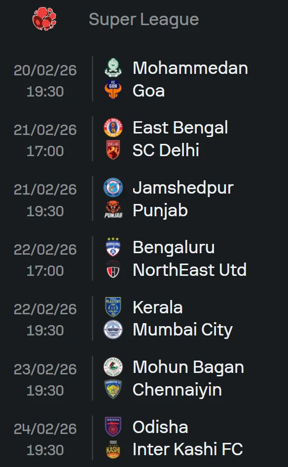 Matchweek 2 Fixtures